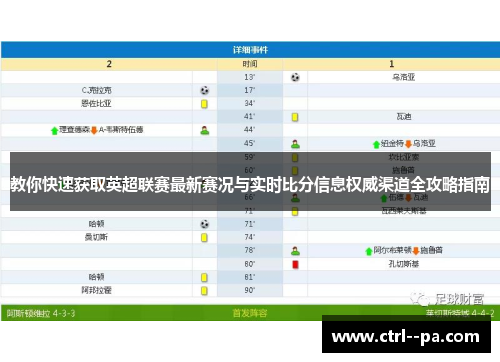 教你快速获取英超联赛最新赛况与实时比分信息权威渠道全攻略指南